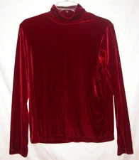 White Stag Red Velour Top Womens M Mock Neck Long Sleeve Luxe Christmas Party