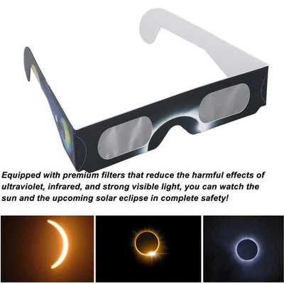 10x/Set Sonnenfinsternis-Beobachtungsbrillen Augenschutz Mit Papierfilter Brille - Bild 1 von 4