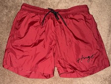 HUGO Hugo Boss Red Swim Trunks Men  s XL Drawstring Mesh Lined Shorts
