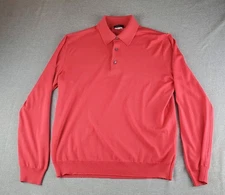 Avon Celli Shirt Mens Medium Dark Pink Polo Merino Wool Long Sleeve Italy