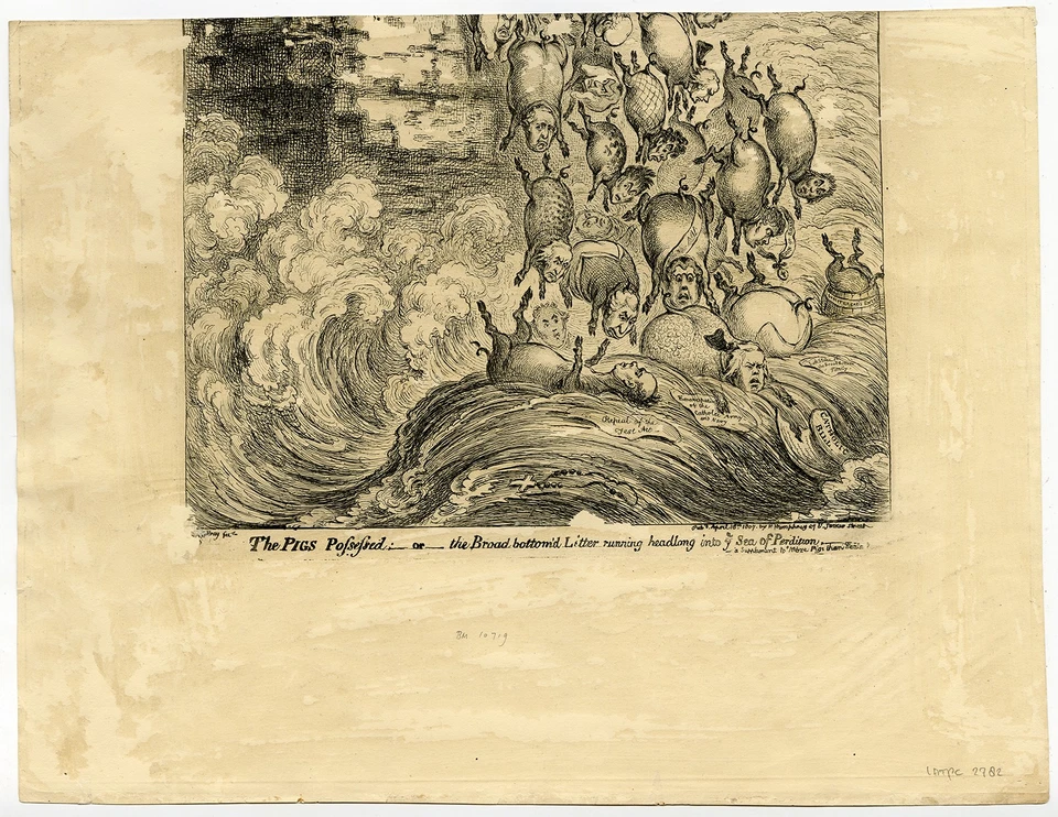 Antigua impresión maestra-SÁTIRA-BROADBOTTOMAS INGLATERRA-PITT-NAPOLEÓN-Gillray-1807 Foto 2 de 2