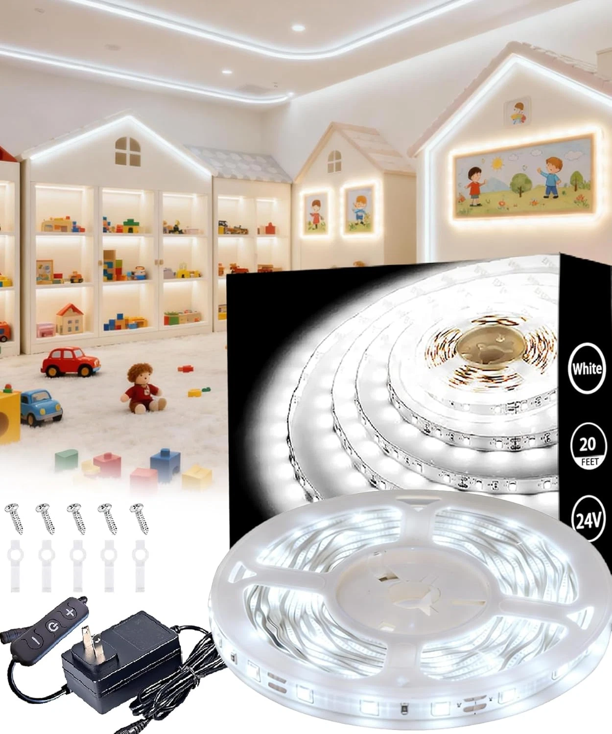 Tira LED 20FT 360 Leds Flexible Regulable Luz Blanca Para Habitacion Cocina DIY