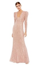 Mac Duggal 93574 Beaded Puff Sleeve Trumpet Gown Size 10 $598