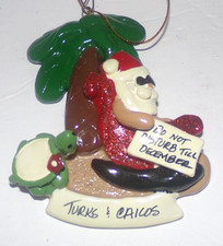 rare Turks  Caicos 3.5" high x 3" wide Christmas Ornament by E. Gregory Santa
