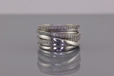 Sterling Silver Cubic Zirconia Crisscross Over Under Band Ring 12g 925 Sz: 8