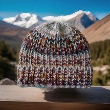 M&S ladies bobble beanie speckled aran cable knit chunky multi hat unisex brown 
