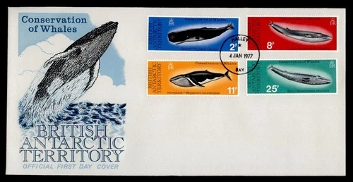 DR WHO 1977 BRITISH ANTARCTIC TERRITORY FDC WHALE COMBO M77207