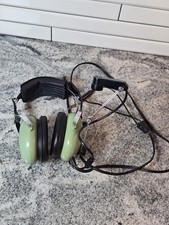 David Clark H10-30 Aviation Headset Green Over Ear Dual Plug Pilot Boom Mic
