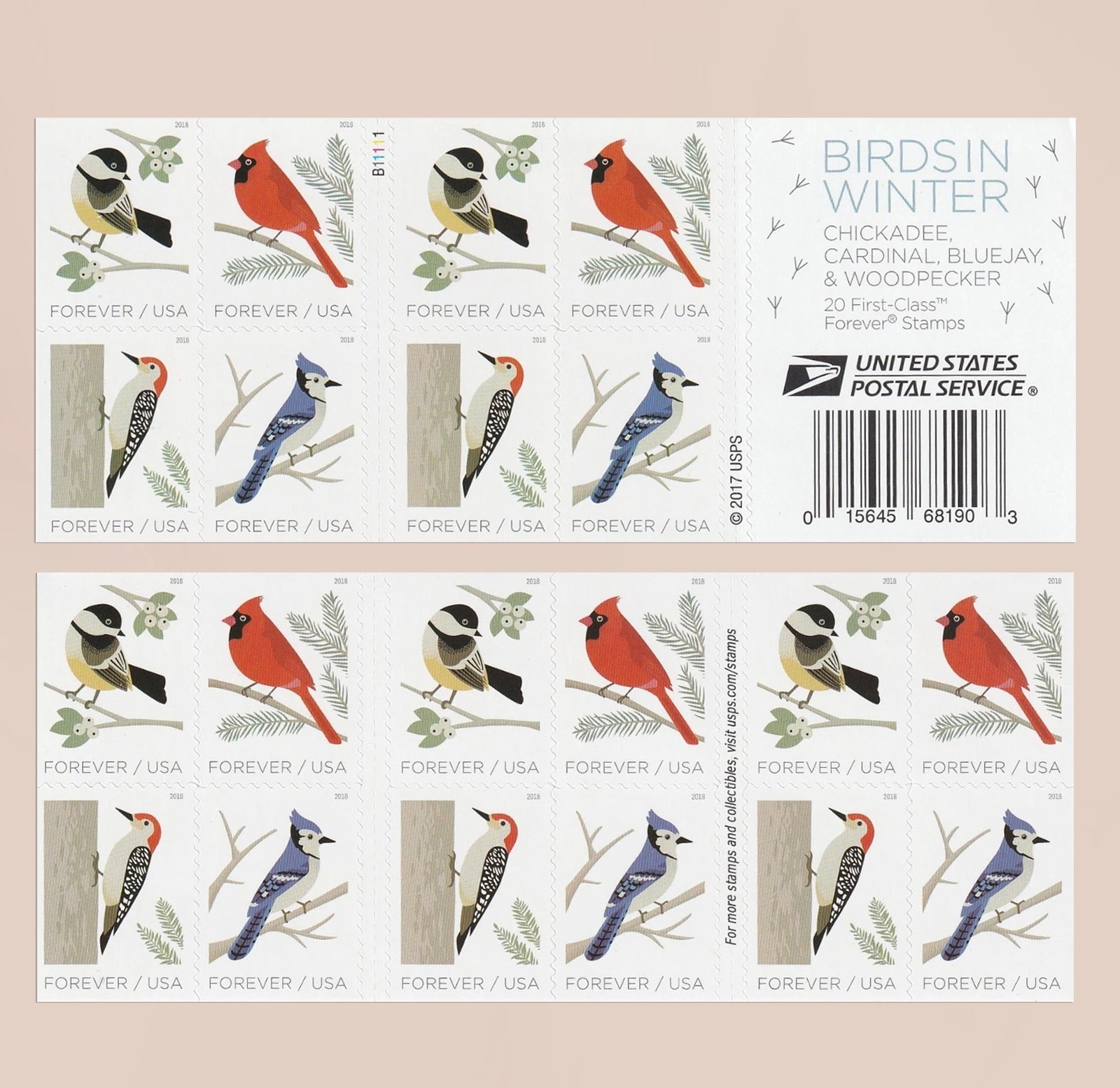 2018 USPS Birds in Winter Stamps – 10 Booklets (200) Scott #5317-20 MNH