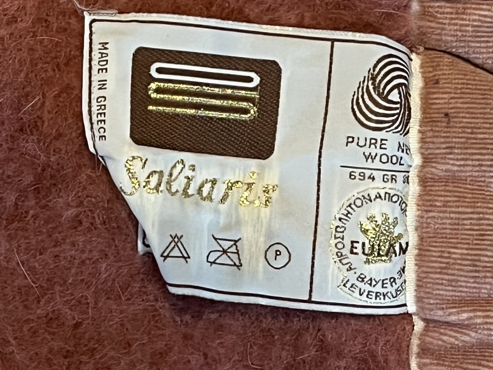 VTG Thick Wool Blanket Reversible Geometric Floral Pattern Pink & Cream Saliaris