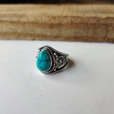 Nice Blue Turquoise Gemstone Ring 925 Sterling Silver Women  Girls Ring PG7425