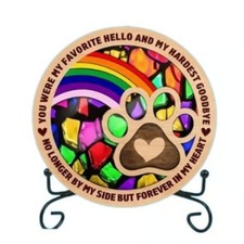 Memorialize Your Pet Companion with Rainbow Bridge Wooden Sign Display Stand