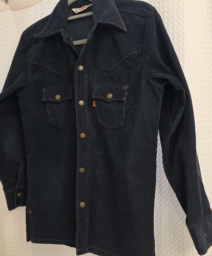 Giacca western vintage Levis uomo M velluto a coste scuro manica lunga bottoni ECCELLENTE - Foto 3 di 6