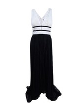 Adrianna Papell Women's High-Low Lace Gown (12, Ivory/Black)