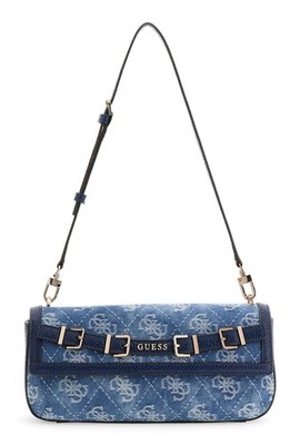 GUESS Dovie Flap Shoulder Bag Schultertasche Tasche Denim Logo blau dunkelblau