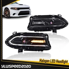 Fit For 2015-2022 Dodge Charger Halogen LED DRL Projector Headlights Lamps Pair