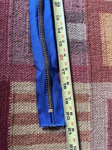 Vintage Talon Brass Zipper 19.5" Royal Blue Cloth EUC• Ring Pull - Picture 3 of 9