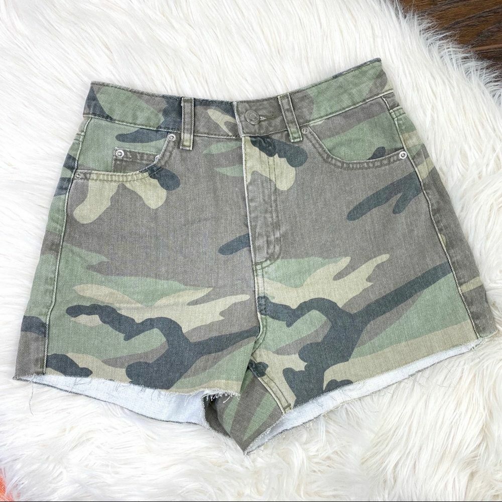 Short En Jean Camouflage Délavé Topshop Taille Haute - Taille 2 - Neuf Sans étiquettes