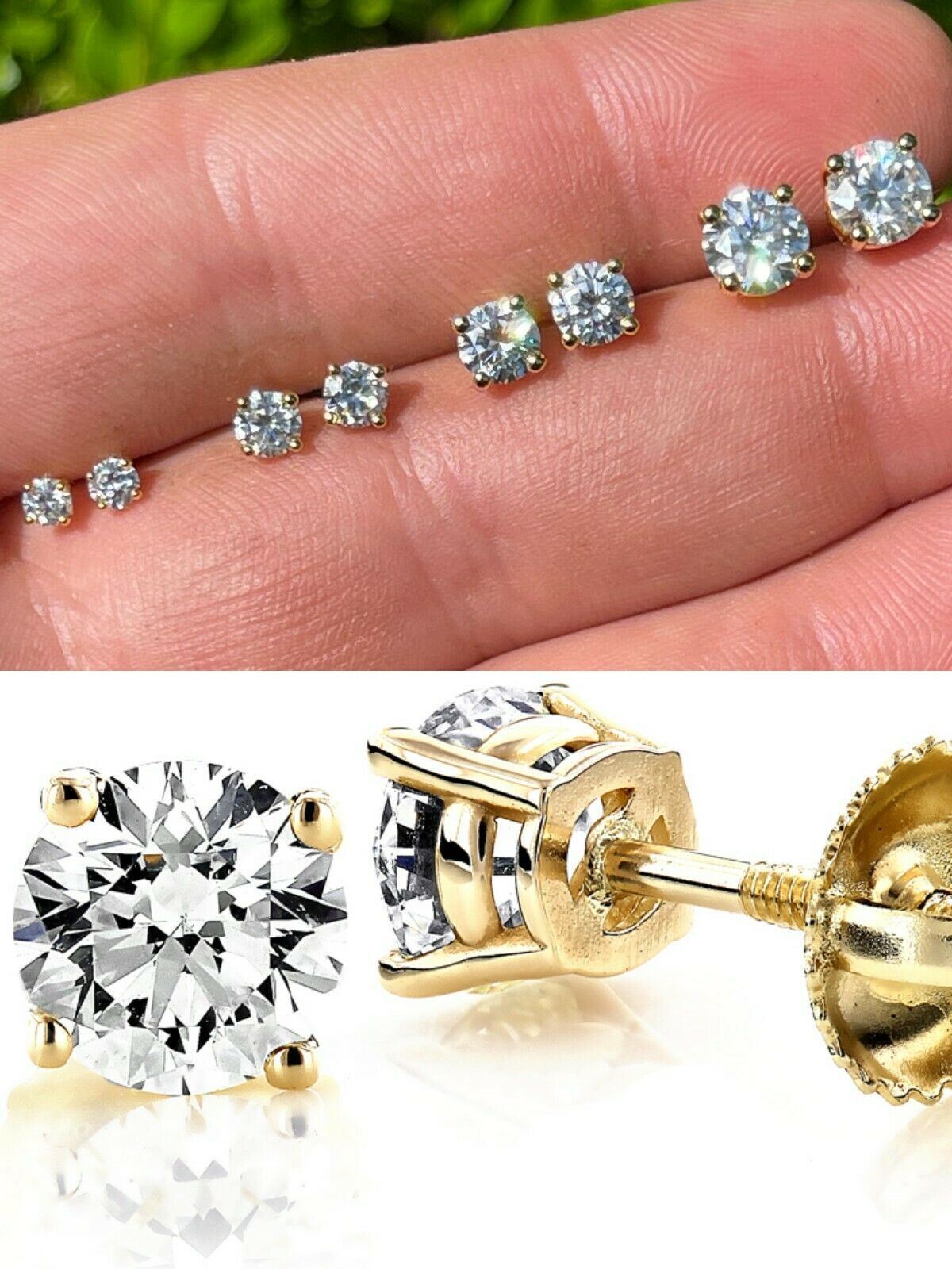 Aretes De Diamante MOISSANITE REAL Unisex 0.2-2ct 14k Oro Vermeil En Plata 925