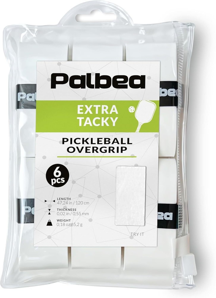 Premium White Tacky Pickleball OverGrip Tape - 3/6/12/22/60 Pack  