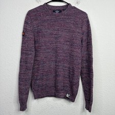 Superdry Sweater Mens M Burgundy Long Sleeve Knit Crew Neck Retro Streetwear