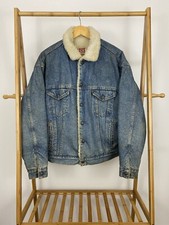 VTG 80s Levi's Men's Denim Trucker Sherpa Lined Jean Jacket Size L USA