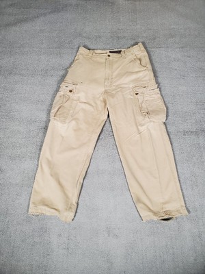 Abercrombie & Fitc Cargo Pants Mens 32Rx29 Khaki Distressed Pockets Hiking 