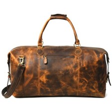 Genuine Leather Travel Duffel Bag Weekend Luggage Buffalo Leather Duffle Bag