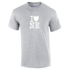 I Heart Love NE Shirt Nebraska The Cornhusker State Gray White Gift T-shirt 