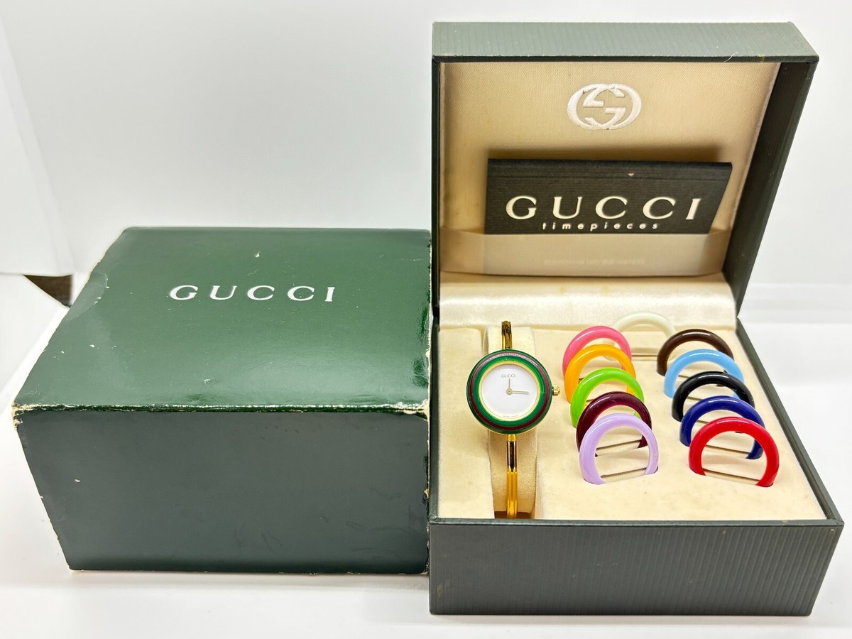 Near Mint w/Box] GUCCI 11/12.2 Change Bezel Watch 12 Colors Gold