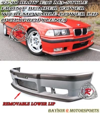 Fits 92-99 BMW E36 3 Series M3-Style Front Bumper Cover w/ Removable Front Lip