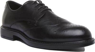 Ecco Virtus Mens Lace Up Leather Brogue Shoes In Black Size UK