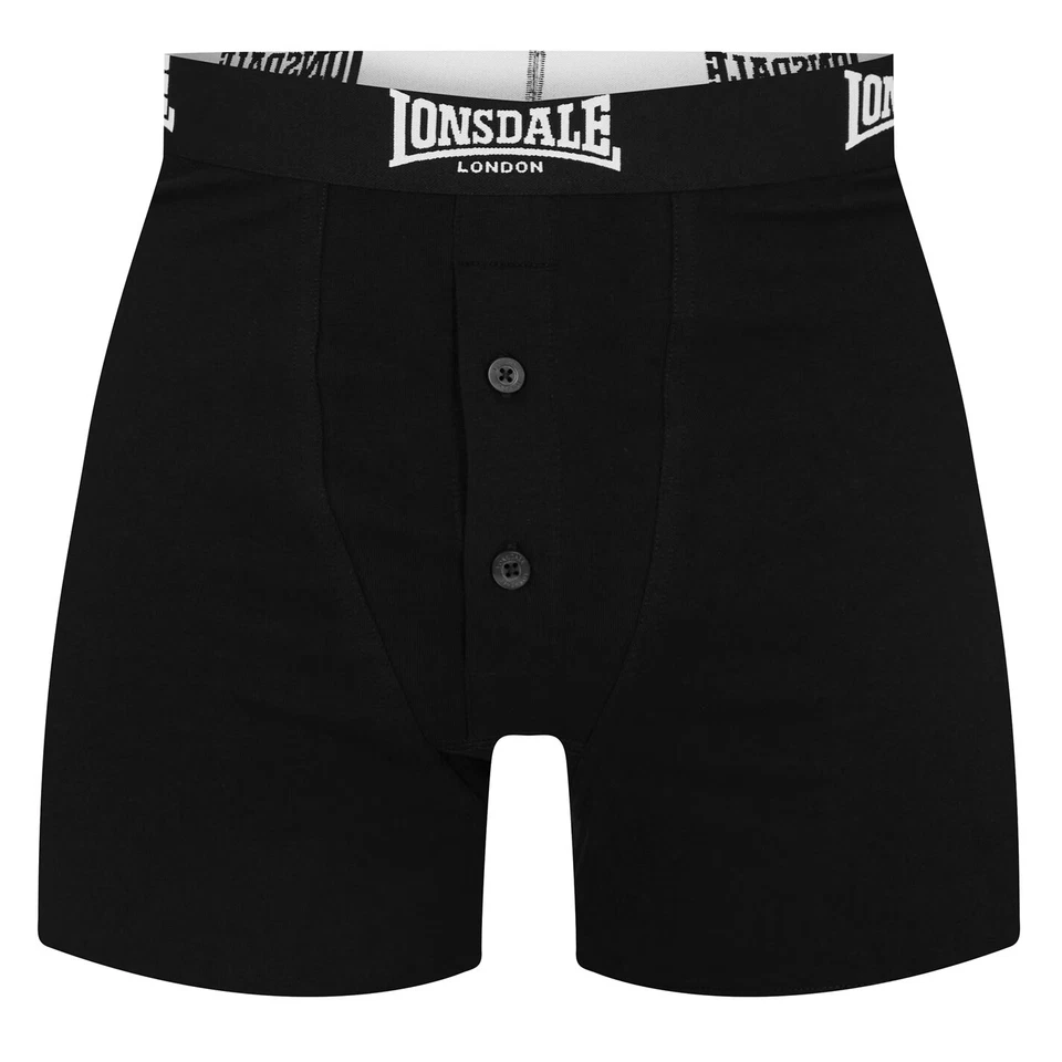 MENS BLACK 2 PACK LONSDALE BOXER SHORTS UNDERWEAR S M L XL XXL XXXL XXXXL - Image 2 of 3
