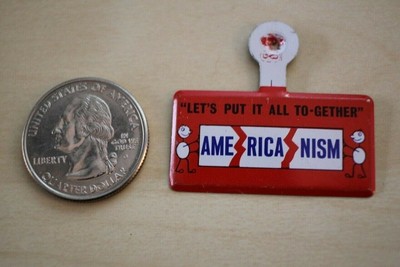 Americanism Let's Put IT All Together Ame-rica-nism Tab Foldover Pinback Button