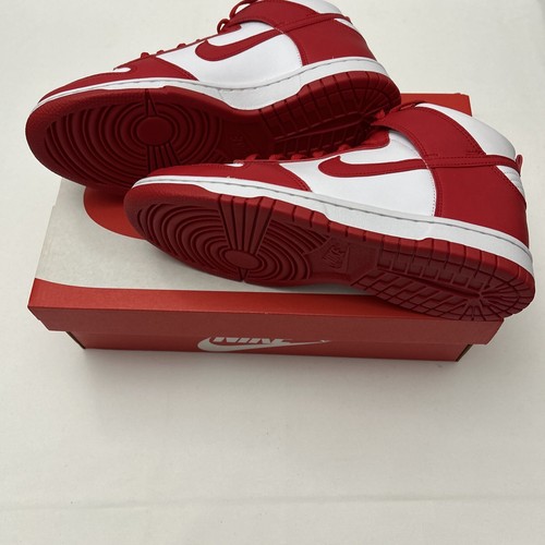 Nike Men's Sz 6.5 Dunk Hi Retro White University Red Casual Sneakers -SKU #2979 - Picture 7 of 13
