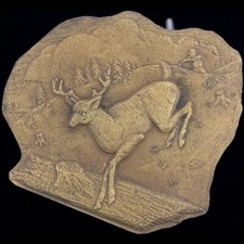 Buck Deer Doe Stag Hunter Hunting Western Cowboy 1970s NOS Vintage Belt Buckle