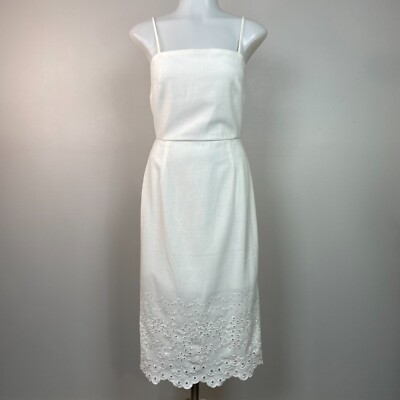 Francesca's mi ami Midi Dress XS White Eyelet Embroidered Spaghetti Strap NWT