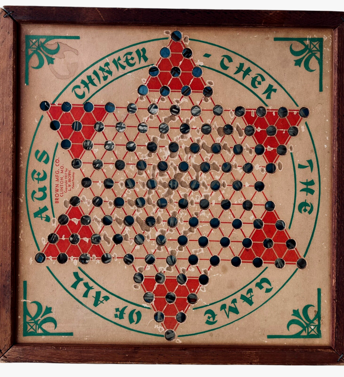 CHINKER-CHEK VINTAGE 1937 CARDBOARD CHINESE CHECKERS BOARD, OWNER