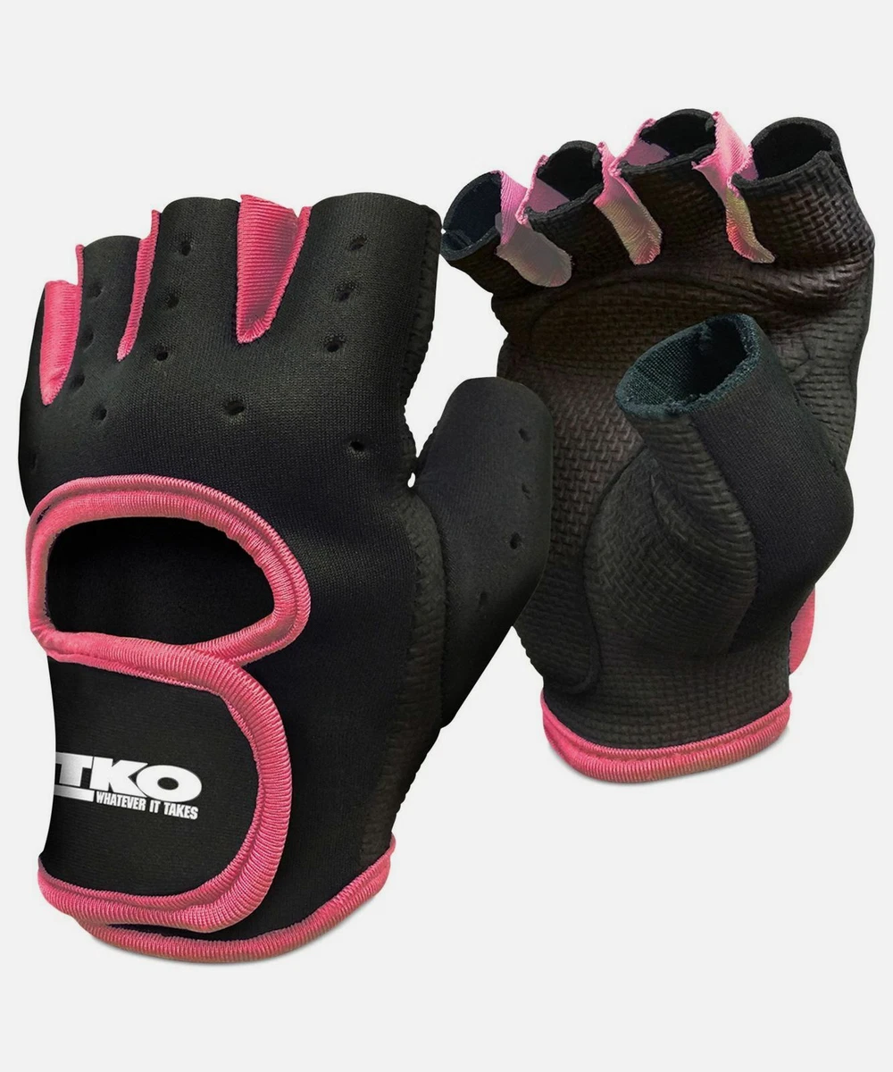 $79 TKO Women Black Pink Fitness Durable Grip Workout Fingerless Gloves  Size XL