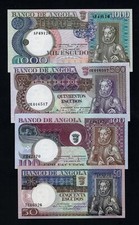 Portugal Angola SET 50 + 100 + 500 + 1000 ESCUDOS 1973 AU-UNC