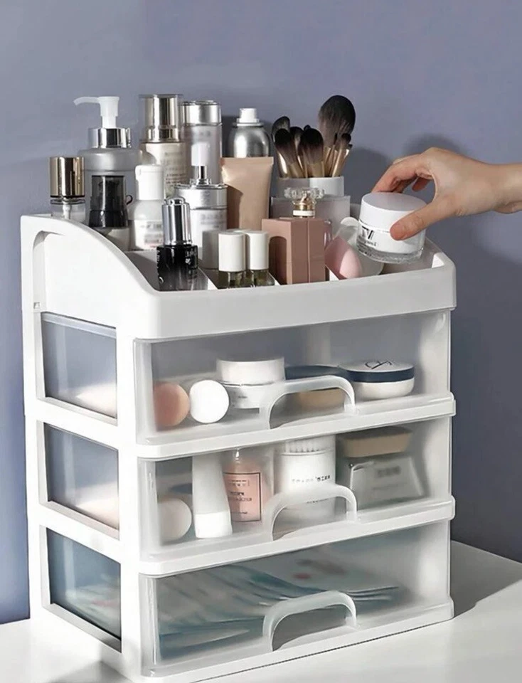 Caja de almacenamiento de cosméticos transparente cajón multicapa pinceles de maquillaje lápiz labial soporte Foto 2 de 4