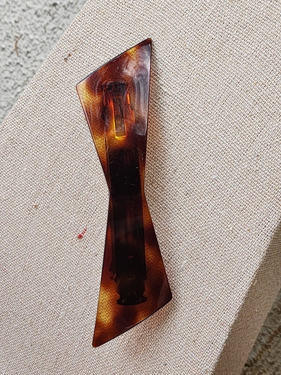Vtg MADE IN FRANCE Faux Tortoise Shell Modernist Hair Clip  display picture 3