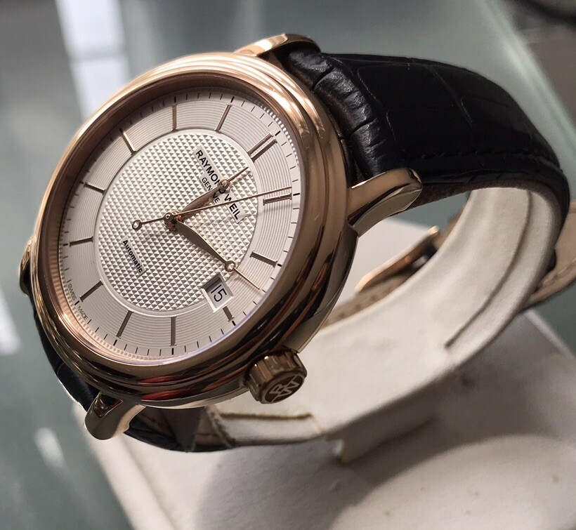 Men's Genuine Raymond Weil Maestro Automatic Rose Gold Leather