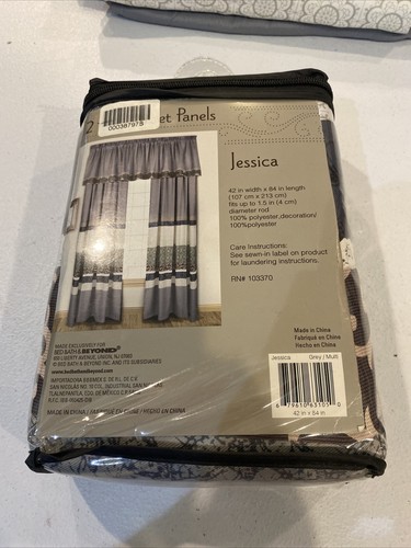 Window Coverings 2 Rod Pocket Curtains Panels Grey Multi Color - Picture 7 of 7