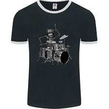 Skeleton Drummer Mens Ringer T-Shirt FotL