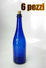 OFFERTA 6 pezzi Bott. EXTRAL 75 CL in vetro BLU COBALTO TRASPARENTE con TAPPO