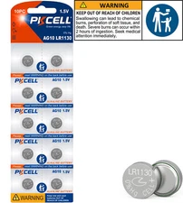 PKCELL 10Pcs LR1130 Batteries 1.5V AG10 389 LR54 Button Coin Cell for Calculator