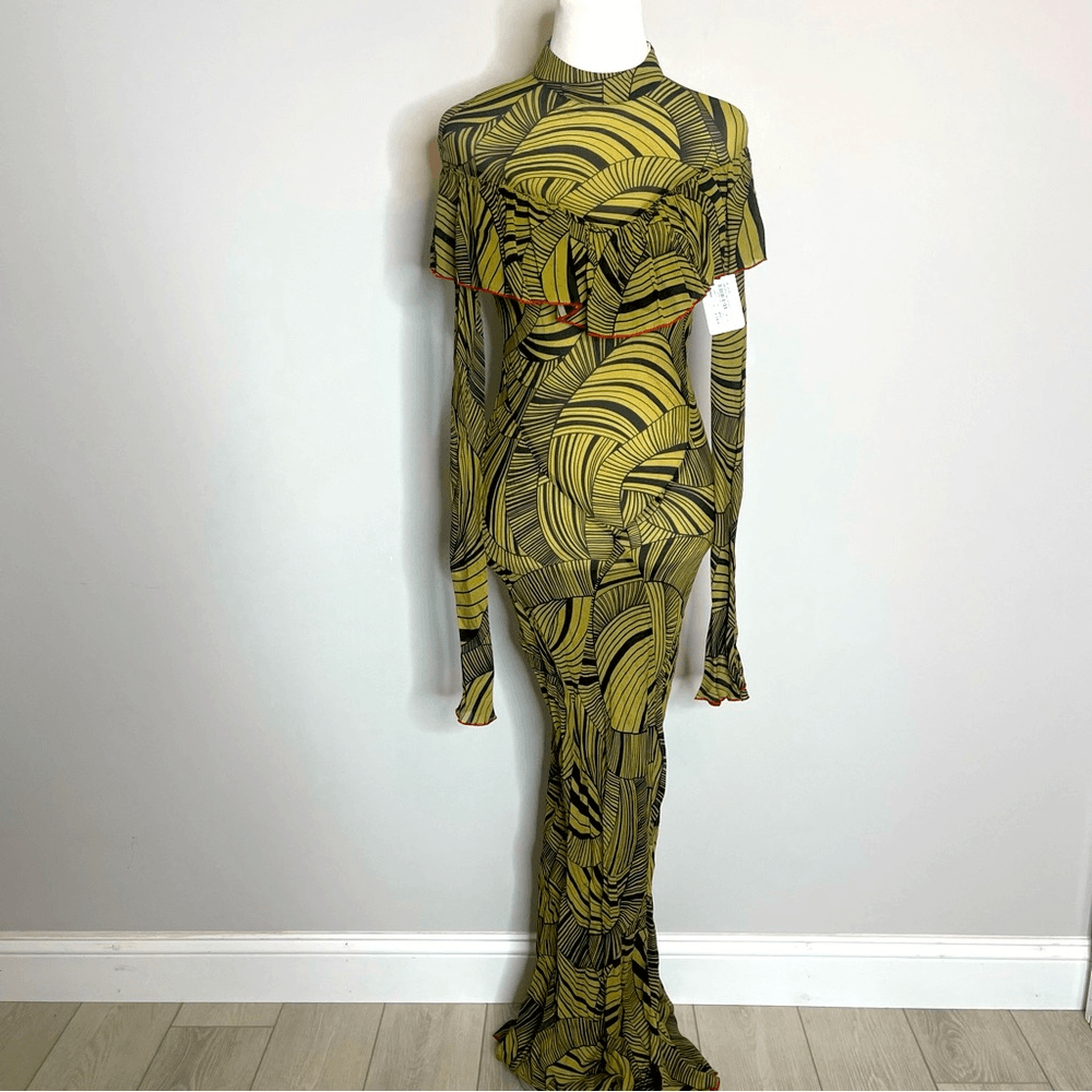 de la vali gold dress Amora Maxi Dress in Yellow Lace Tulle main image 1