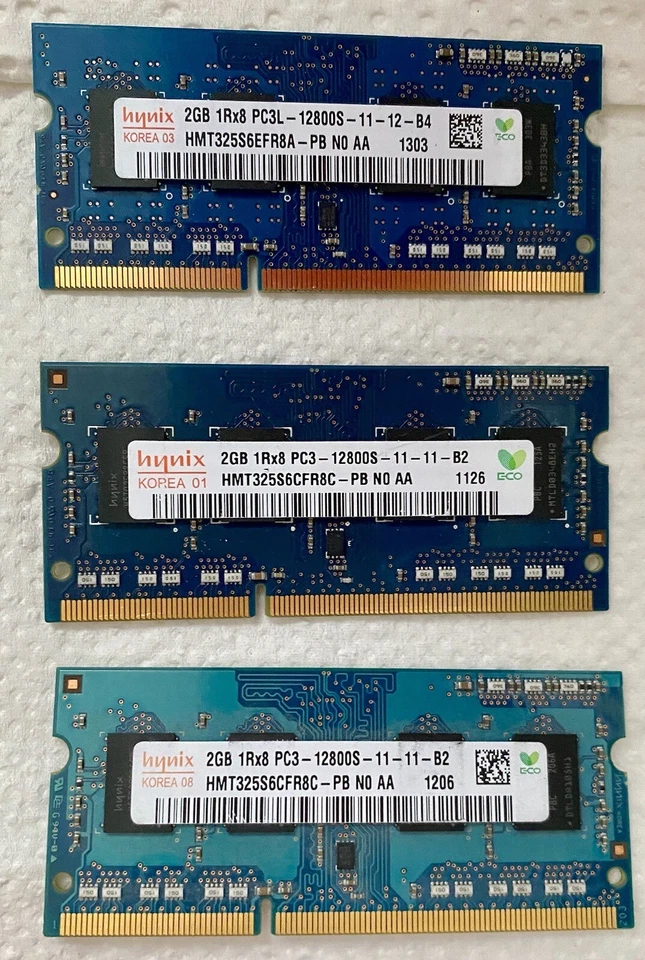 3 x Hynix 2GB = 6 GB 1Rx8 PC3L-12800S PC3-12800S Notebook Speicher