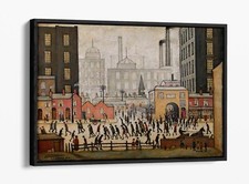 LS LOWRY, COMING FROM THE MILL- FLOAT EFFECT FRAMED CANVAS ART PICTURE PRINT
